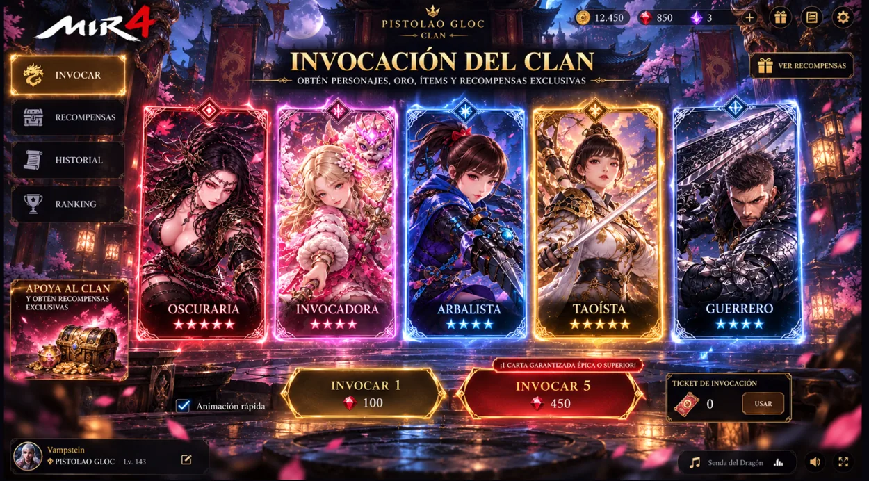 Captura real de Invocación · Gacha